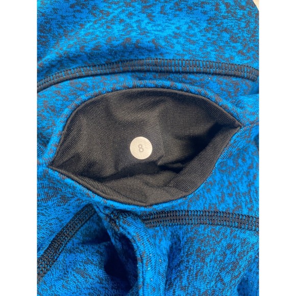Lululemon Wunder Under Legging in Luon Spray Jacquard Shocking Blue Black Size 8 - Picture 5 of 7